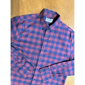 Twillory Untuckable Shirt Mens M Tailored Fit Red Blue Check Button Down